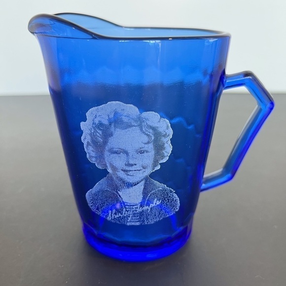 Shirley Temple Miniature Cobalt Blue Glass Cream Pitcher
